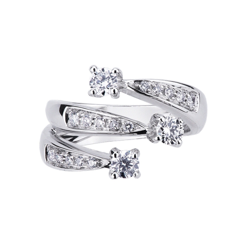 18k Weißgold Dreibandring mit Diamanten 18k Weißgold Dreibandring mit Diamanten