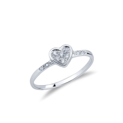 18K Weißgold Ring mit Herz aus Diamanten
