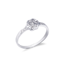 Günstiger Weißgold-Damenring mit Diamanten