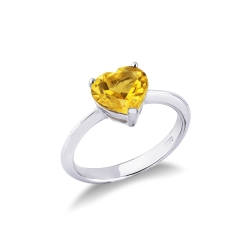 Herz Damenring Weißgold mit Citrin