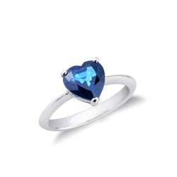 Saphirring Herzschliff 18K Weißgold 740