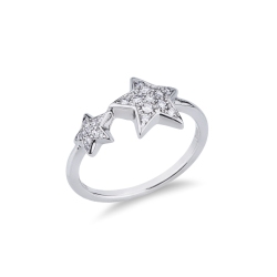 Sternring aus Weißgold 18k mit Diamanten