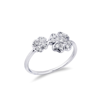 18K Weißgold-Damenring mit Brillanten 