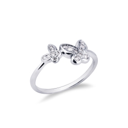 Schmetterling Ring aus Weißgold mit Diamanten