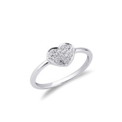 Herzring 18K Weißgold mit Diamanten