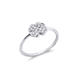 Weißgold-Kleeblatt-Ring mit Diamanten