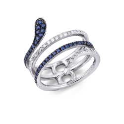 Schlangenring Weißgold 750 mit Diamanten und Saphiren