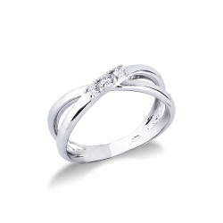 Weißgold Damenring mit drei Diamanten