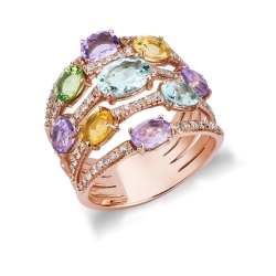 Goldring mit Edelsteinen 18K Roségold Rainbow Kollektion
