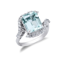 Aquamarin und Diamantring Weißgold 750