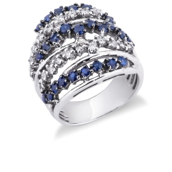 Bandring Weißgold mit Diamanten und Saphiren