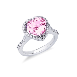 Damen Herzring Saphir rosa und Diamanten