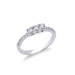 Günstiger Weißgold-Damenring mit 3 Diamanten