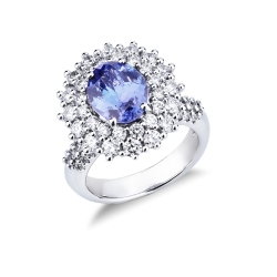 Halo Ring Tansanit Diamanten Weißgold 750