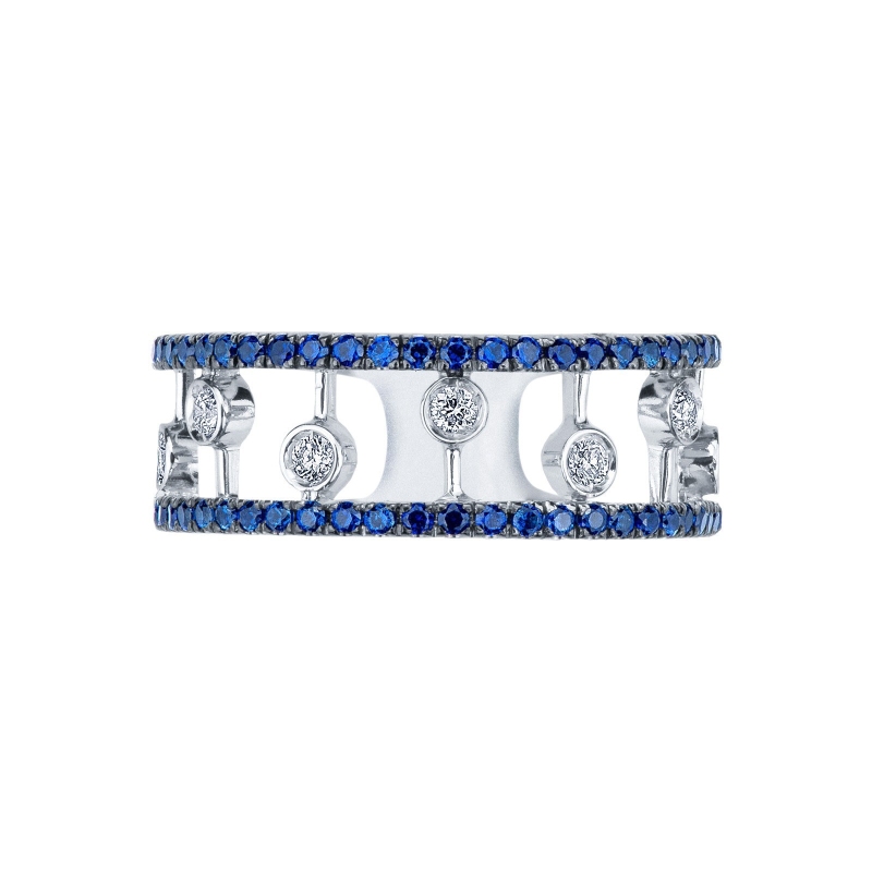 Weißgold Ring Damen mit Diamanten und Saphiren Weißgold Ring Damen mit Diamanten und Saphiren