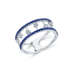 Weißgold Ring Damen mit Diamanten und Saphiren