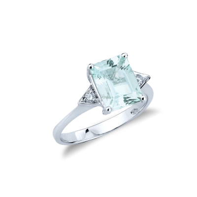 Aquamarin Ring mit Diamanten Weißgold