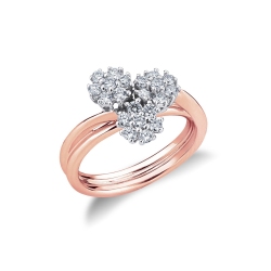 Roségold Weissgold Ring mit Diamant Blumen