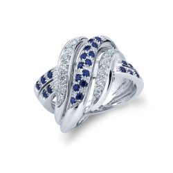 Diamant Saphir Weißgold Wellenring Damen