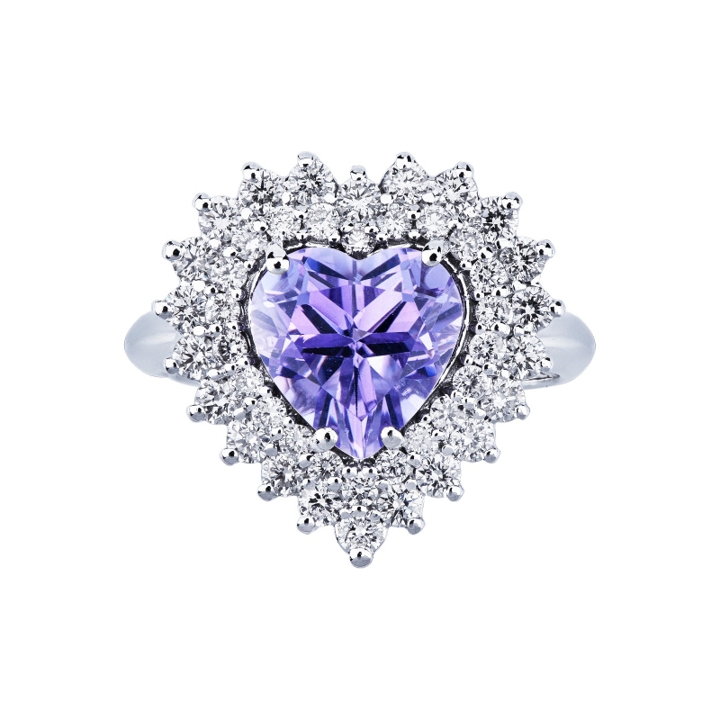 Amethyst Ring Weißgold 750 mit Diamanten  Amethyst Ring Weißgold 750 mit Diamanten