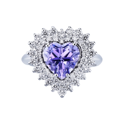 Amethyst Ring Weißgold 750 mit Diamanten 