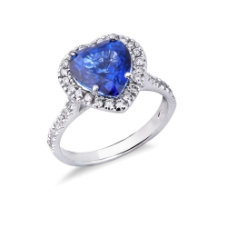 Saphir Ring Weißgold Herz Verlobung