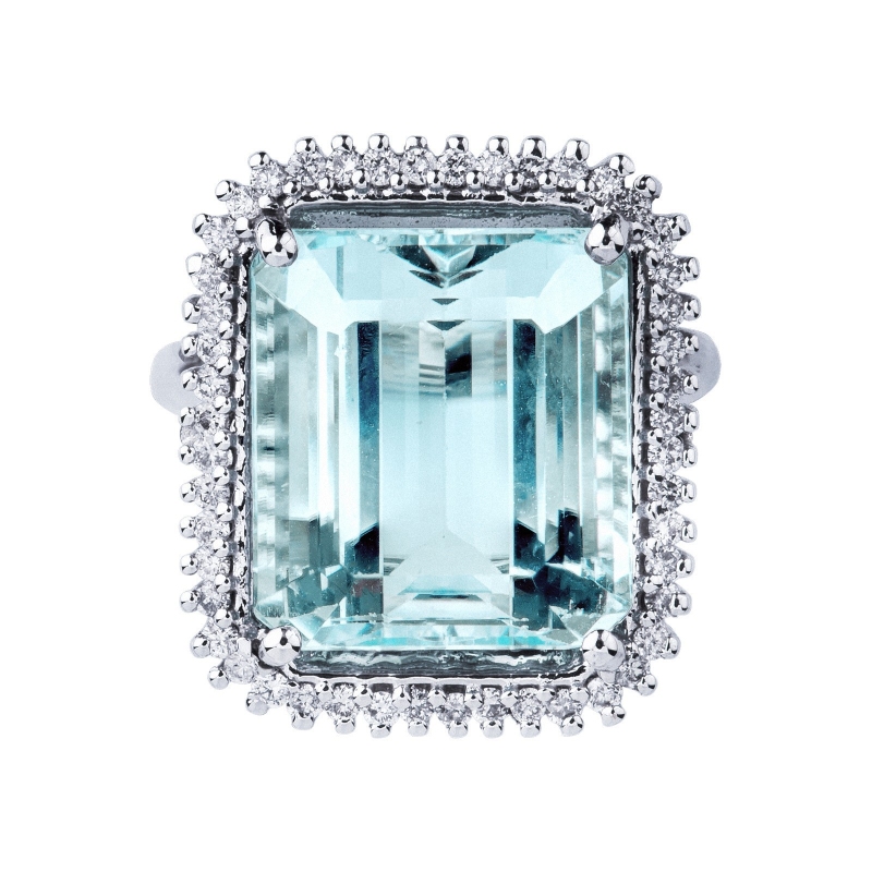 Aquamarin Diamant Ring Weissgold