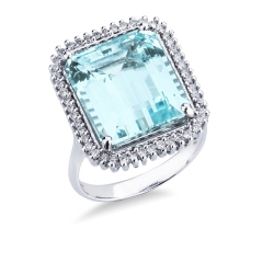 Aquamarin Diamant Ring Weissgold