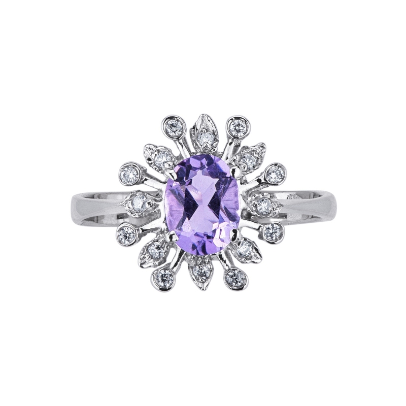 Weißgold Amethyst Ring mit Diamanten