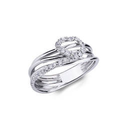Geflochtener Diamantring in 18k Weißgold