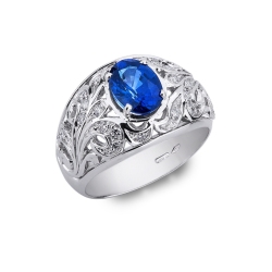 Saphir Weißgold Ring Damen mit Diamanten