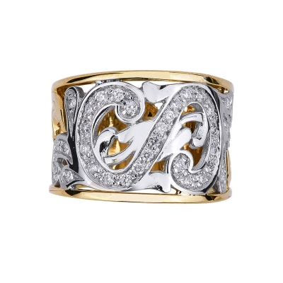 Bandring Weissgold Gelbgold mit Diamanten