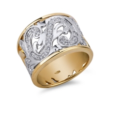 Bandring Weissgold Gelbgold mit Diamanten