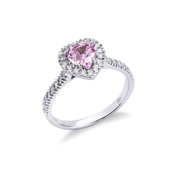 Rosa Saphir Verlobungsring Weißgold mit Diamanten