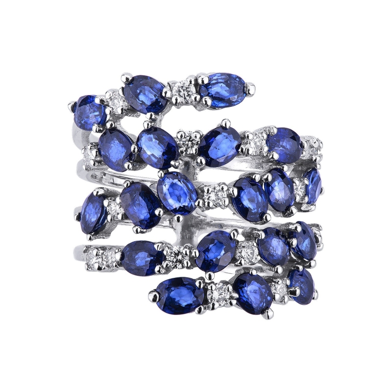 Saphir Diamant Bandring Damen Weißgold Saphir Diamant Bandring Damen Weißgold