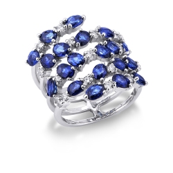 Saphir Diamant Bandring Damen Weißgold