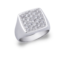 Weißgold Siegelring Damen mit Diamanten