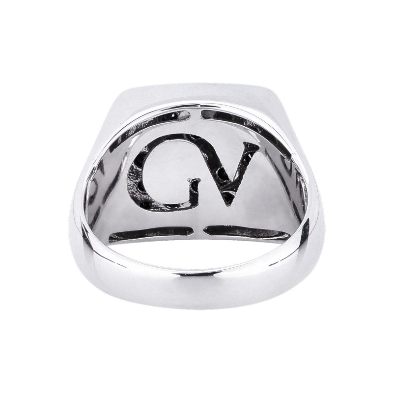 Pinky Ring aus Weißgold mit schwarzen Diamanten