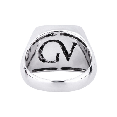 Pinky Ring aus Weißgold mit schwarzen Diamanten