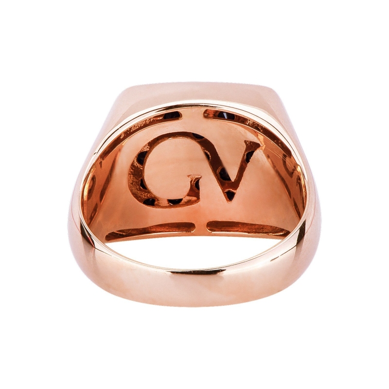 Roségold Siegelring Herren mit schwarzen Diamanten
