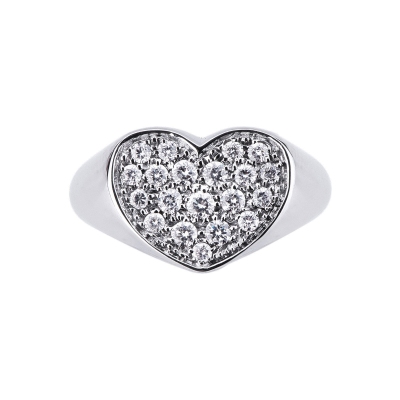 Herz Weißgoldring mit Diamanten 
