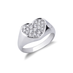 Herz Weißgoldring mit Diamanten
