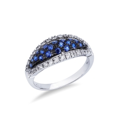 18K Weißgoldring 750 mit Diamanten und Saphiren
