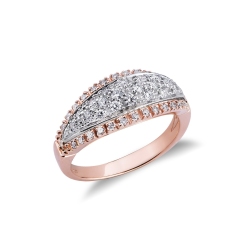 750er Roségold und Weißgold Damenring mit Band aus Diamanten