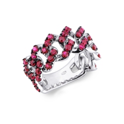 Iced Out Ring mit Rubinen