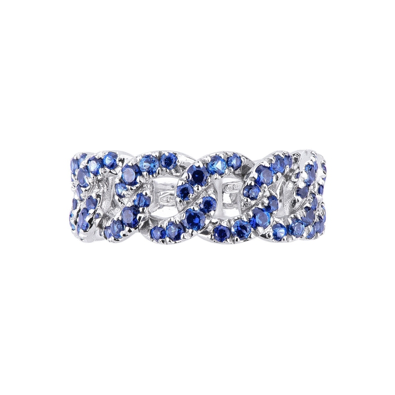 Damenring Weißgold 750 mit Diamanten und Saphiren Damenring Weißgold 750 mit Diamanten und Saphiren