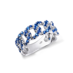 Damenring Weißgold 750 mit Diamanten und Saphiren