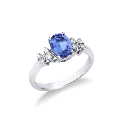 Tansanit Ring Weißgold mit Brillanten