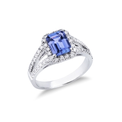 Weißgold Ring Damen mit Diamanten und Tansanit