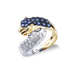 Panther Ring Weißgold Gelbgold mit Diamanten und Saphiren